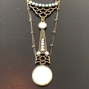 Faux moonstone drop necklace
